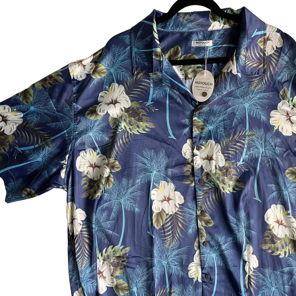 HOTOUCH Mens‎ Hawaiian Shirt Floral Palm Tree Print Casual Button Down, XXXL